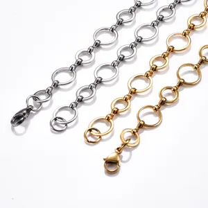 Collier en acier inoxydable avec chaîne à maillons géométriques de 10 mm, plaqué or, unisexe, bijoux cadeau - Product Image 3