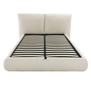 Letto matrimoniale imbottito Yunar 180x200 con base a doghe e spazio contenitore beige - Product Image 5