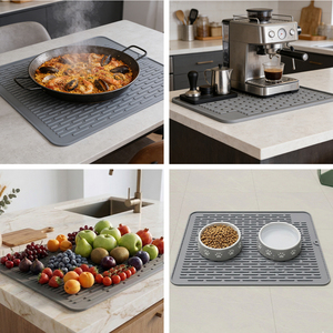 Foldable Bathroom <b>Silicone</b> Kitchen Sink <b>Drain</b> <b>Mats</b> Pad Large Anti Slip <b>Silicone</b> Dish Drying <b>Mat</b> With Drainage - Product Image 2