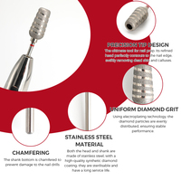 SHUANGJIA Fraise à ongles conique en acier inoxydable, à rainures spirales, électroplaquée diamant, de sécurité, pour manucure en salon, forme baril
