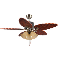 Ventilateur de plafond moderne décoratif avec télécommande, 36/42/48 pouces, 5 pales en bois massif, moteur AC, avec lumière LED