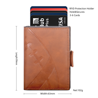 Dompet Kartu Kredit Anti RFID Berbahan Aluminium Alloy dengan Pola Embos Gaya Bisnis, Penutup Tombol, Tebal 9mm