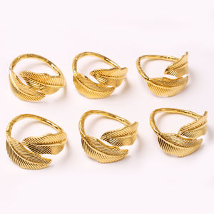 Anneaux de serviette en feuille d'or vintage personnalisés en gros, forme ronde, métal, pour mariages, en stock et disponibles - Product Image 5