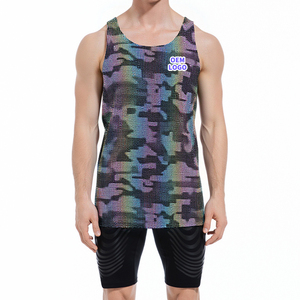 カスタムランニングベスト100% ポリエステルメッシュシームレスフィットマラソンランシングレットスポーツタンクトップス男性用 - Product Image 1