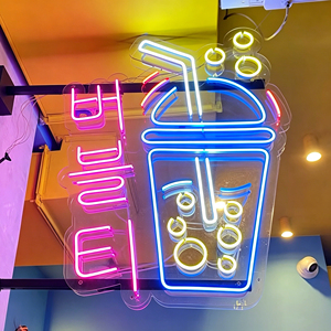 Enseigne néon en acrylique rose jaune bleu LED 3000K blanc chaud, décor publicitaire mural - Product Image 2