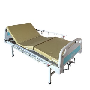 Lit médical manuel à double manivelle, réglable, pour réadaptation hospitalière des patients paralysés, bleu ciel, en ABS - Product Image 1