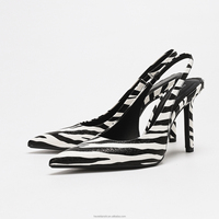 Escarpins à talons hauts imprimé zèbre pour femme, à bout pointu et bride arrière, style stiletto, pour soirée, mariage, chaussures de cérémonie, sexy et tendance