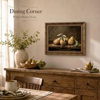 Toile vintage encadrée or, nature morte avec poire, 9x11 pouces, décoration de cuisine style ferme, échantillons OEM ODM prêts en moins d'une journée