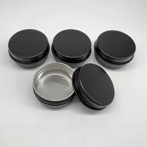 20ml black small round aluminum jar pot 20g black contain box candle tin can