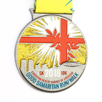 Médaille ronde en argent, conception de fournisseur, compétition, souvenir, médaillon, taille personnalisée, émail doux poli, avec ruban
