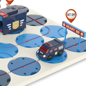 JinYing Jouets éducatifs de construction de circuits logiques, Ensemble de voies sonores et lumineuses, Voiture de police électrique, 34 pièces, Jouets de circuit de labyrinthe DIY - Product Image 2