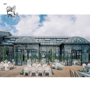 Gazebo d'extérieur en fer forgé de style victorien classique personnalisé pour mariage Pavillon de salle de soleil en verre Maison verte en métal en acier - Product Image 6