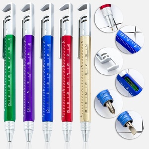 Stylo multifonction 6 en 1 de 1,0 mm, support de téléphone, logo personnalisé, tournevis, stylo niveau, règle, stylo à bille en plastique - Product Image 1