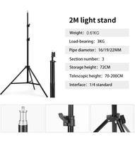 Kit d'éclairage complet Softbox octogonal de 70 cm, support de lumière réglable de 2 m, ampoule LED, boîtes à lumière pliables, ensemble d'éclairage doux pour la photographie