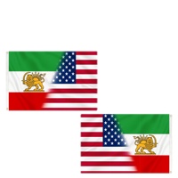 Bandera de poliéster de alta resistencia 3x5 pies con diseño de León y Sol, combinación de banderas de Estados Unidos e Irán, con ojales de latón, estilo Bandera Persa Antigua