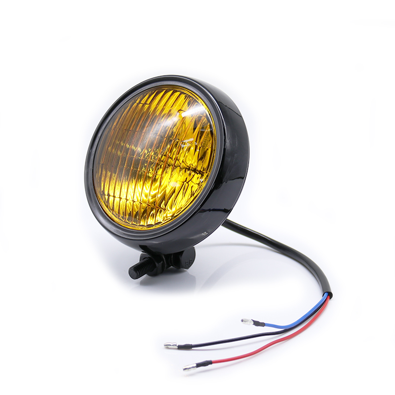 Vintage 4.5 Inch Motorcycle Headlight For Harley, Chopper & Cafe Racer - Universal Fit DC 12V Amber Hi/Low Beam Lamp - View #5