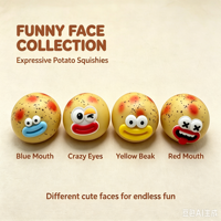 Jouet anti-stress souple en forme de pomme de terre, jouet sensoriel à presser mignon en forme de pomme de terre de dessin animé avec des visages amusants