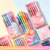 Collection de stylos gel pailletés, ensembles thématiques multicolores, packs de stylos gel scintillants et brillants 6 couleurs pour le journaling