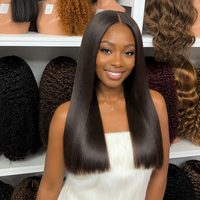 Perruque Lace 2x6 Vietnamienne Double Drawn, Cheveux Humains Vierge Remy Lisses Comme des Baguettes, Sans Colle, Nœuds Blanchis, 22 Pouces, Couleur Ombré Café