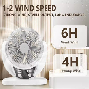 CE FCC 인증 야외용 소형 미니 6인치 충전식 전기 태양광 테이블 팬 (태양광 패널, LED 및 배터리 포함) - Product Image 4