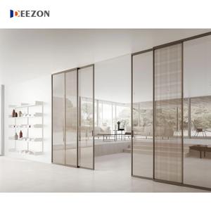 Porte coulissante en verre unique moderne cadre mince insonorisé en alliage d'aluminium extrêmement étroit pour l'intérieur salon jardin garage - Product Image 6