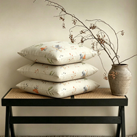 Housse de coussin personnalisée de style vintage, housse de coussin de canapé durable avec fermeture éclair, housse de coussin décorative à imprimé oiseaux et champignons de la forêt