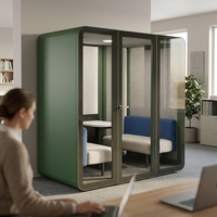 UNIBOOTH Studio Pod en aluminium robuste, insonorisation 33 dB (norme ISO 23351), résistance au feu 30-45 min, installation rapide, pour bureau à domicile et espace de travail, commande en gros