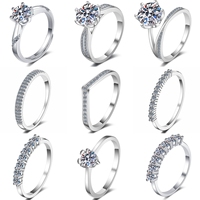 Bague solitaire en argent sterling 925 avec moissanite 1 carat, pierre centrale exquise, bijoux de mode tendance en gros