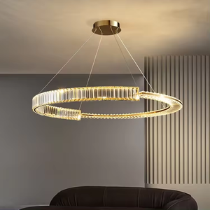 Zeil Lighting Moderne Dimmable Cristal Pendentif Lumière Halo Anneau Cercle Conception Hauteur Réglable pour Hôtel Bureau À Domicile Lustre - Product Image 2