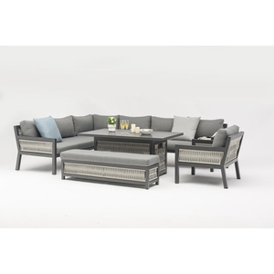 Sophia L Shaped <strong>Corner</strong> <strong>Rattan</strong> Aluminium Lounge Dining <strong>Set</strong> with Armchair Garden Outdoor Weaving Rope Patio Furniture <strong>Set</strong> - Product Image 6