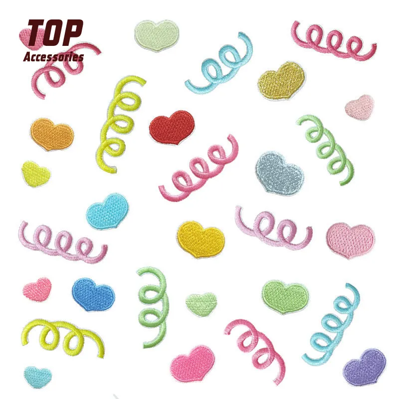 Clothing Patches Embroidered Handmade Jackets New DIY Small Heart Adhesive Embroidery Color Spring Fabric Cotton PVC 10 Pcs