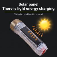 Lampe torche LED rechargeable solaire avec USB Type-C, lumière latérale, stroboscope rouge et bleu, lumière principale pour le camping et les activités de plein air