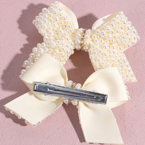 Jepit Rambut Pita Mutiara Berhias Kristal Buatan Tangan, Ikat Rambut Anak Perempuan Kawaii, Jepit Rambut Estetik, Penjepit Rambut Modis untuk Anak Perempuan - Product Image 4