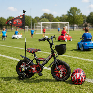 Vélo pour enfants à cadre en acier, 1 vitesse, avec roues auxiliaires, pour garçons et filles de 3 à 12 ans, 14-16 pouces, Black Spider Black Spider Black S - Product Image 3