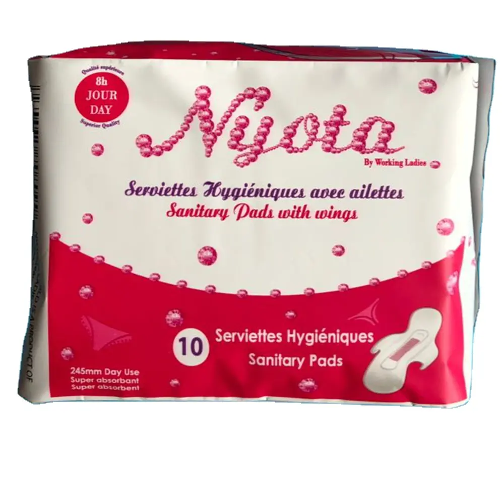 Almohadillas sanitarias desechables al por mayor biodegradables de algodón orgánico con alas de etiqueta privada para mujeres adultas