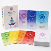 Cartes d'alignement des chakras, impression personnalisée, jeu de 49 affirmations avec design de mandala des sept chakras, fabrication OEM, vente en gros