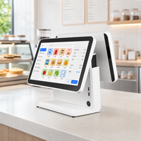 Terminal de point de vente tactile capacitif à double écran 15,6 pouces tout-en-un avec écran client, processeur Intel I3, 8 Go de RAM, SSD 128 Go, Windows