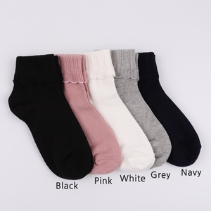 Chaussettes de bureau pour femmes, fabriquées en Corée, en tricot côtelé à bordure fantaisie, avec un look professionnel et une finition picot délicate. - Product Image 4