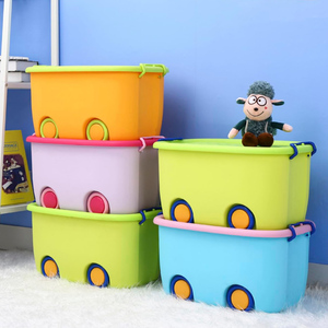 Large Plastic Storage Containers Wheels Handles Cute Macaron Color KidsToys Storage Boxes <b>Bins</b> Factory Own Design PP Material - Product Image 4