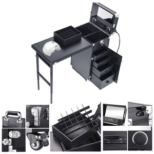 Internet-Famous Portable Makeup Rolling Case Fashionable Stone Nail Salon Tool Box Portable Dressing Desk Manicure <b>Table</b> - Product Image 4