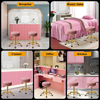 Tabouret roulant doré pour manucure, tabouret de massage pour pédicure, chaise pivotante ronde en cuir PU pour salon et spa