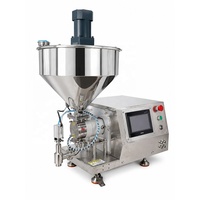 Machine de remplissage et d'emballage de bureau électrique automatique à tête unique avec moteur servo pour huile, détergent, gel et crème corporelle, avec mélangeur
