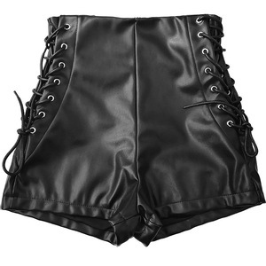 Shorts de Verano Casuales de Moda Negros Sexys al por Mayor para Mujer, Pantalones Cortos Ajustados de Cintura Alta con Cordones Estilo Gótico para Club - Product Image 3