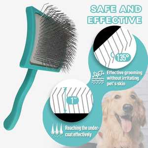 Brosse démêlante professionnelle de luxe en acier inoxydable incurvé de 1 pouce pour le toilettage des animaux à poils longs (chiens et chats) - Product Image 6