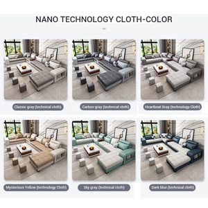 Muebles de sala moderno popular de ocio adulto <span class=keywords><strong>L</strong></span> apartamento en forma de U de 7 plazas esquina transversal tejido de lino de sofás para casa - Product Image 5