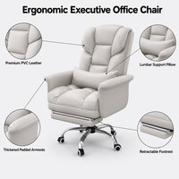Chaise de bureau exécutive en cuir PVC robuste ALINUNU, prix de gros, chaise de bureau ergonomique