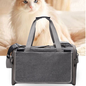 Bolsa de transporte transpirable para perros y gatos, estuche de viaje portátil con lados de malla y asa, color azul - Product Image 4