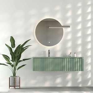 Set di <span class=keywords><strong>Mobili</strong></span> da <span class=keywords><strong>Bagno</strong></span> di Alta Gamma per Villa e Hotel Moderni, Mobile Lavabo 1200mm Verde Fumo Laccato con Illuminazione LED Touch Resistente all'Acqua - Product Image 1