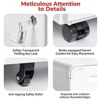 Archivador Metálico Moderno Storion Blanco con 3 Cajones, Cerradura, Asas Integradas, Mecanismo de Almacenamiento, Ahorro de Espacio, Móvil, para Gimnasio