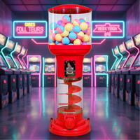 Distributeur automatique de capsules de jouets de grande capacité (120-200 pièces) en ABS/PC rouge, fonctionnant avec des pièces de monnaie et des jetons